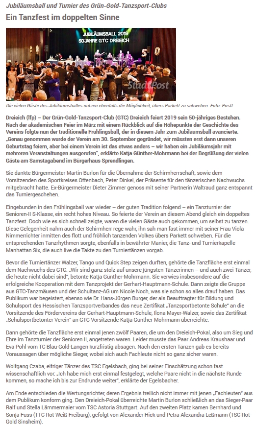 Artikel Stadtpost Dreieich vom 02.05.2019